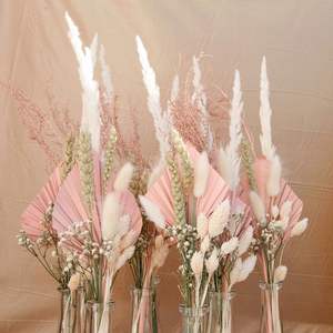 Powzante — BOUQUET de fleurs décoratives en feuilles de palmier, vente en gros, fait à la main, queues de lapin, ecueucalyptus, respiration de bébé - Product Image 4