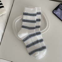 Chaussettes Rayées Minimalistes en Coton Léger Antidérapantes de Haute Qualité Style Instagram Respirantes Confortables pour Usage Quotidien – Vente en Gros