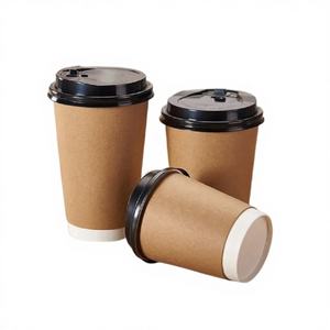 Vaso de Papel Desechable, Biodegradable y Ecológico con Tapa y Logotipo Personalizado para Camping y Marca Moderna - Product Image 1