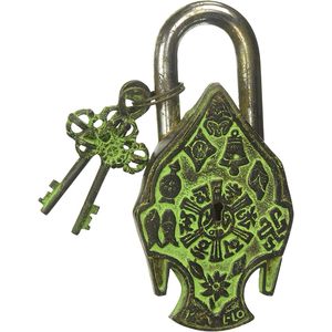 Handcrafted Lord Buddha <b>Head</b> Lock with 2 Security Keys Beautiful Brass Decorative Padlocks Antique <b>Style</b> - Product Image 3