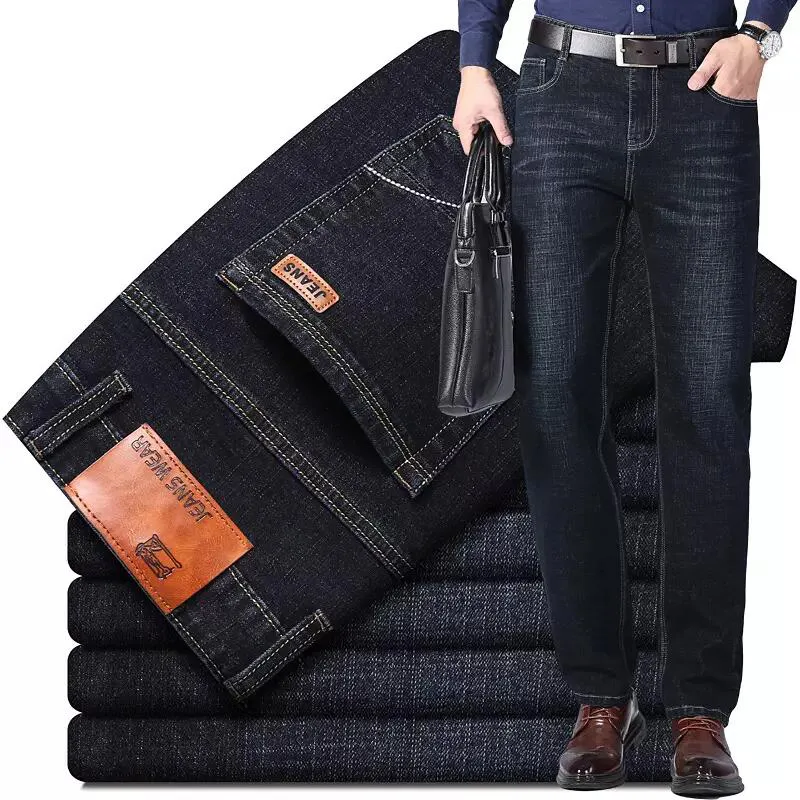 Factory Custom Business Edition Loose Men's Stretch Jeans Straight Plus Size Formal Casual Men Jeans