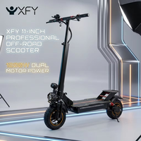 Trottinette électrique tout-terrain XFY haute puissance 11 pouces, 1200W, double moteur, pliable, pour adultes, 21AH, absorption des chocs