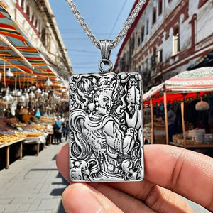 Collana da uomo in acciaio inossidabile Buddha Vintage stile cinese stile Vintage retrò Ming gioielli Unisex in acciaio al titanio - Product Image 2