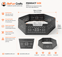 Fabricant de foyers extérieurs en métal sur mesure, foyer extérieur hexagonal de 70 cm, anneau de feu en acier découpé au laser, OEM ODM pour le camping