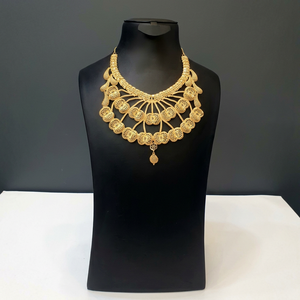 Collar con Patrón de Flor Dorada para Mujer, Chapado en Oro de 24K, Aleación, Estilo Clásico para Boda, Joyería - Product Image 2