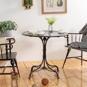 Table basse de salon rustique vintage noire avec plateau en fer rond, durable et facile à assembler - Product Image 4
