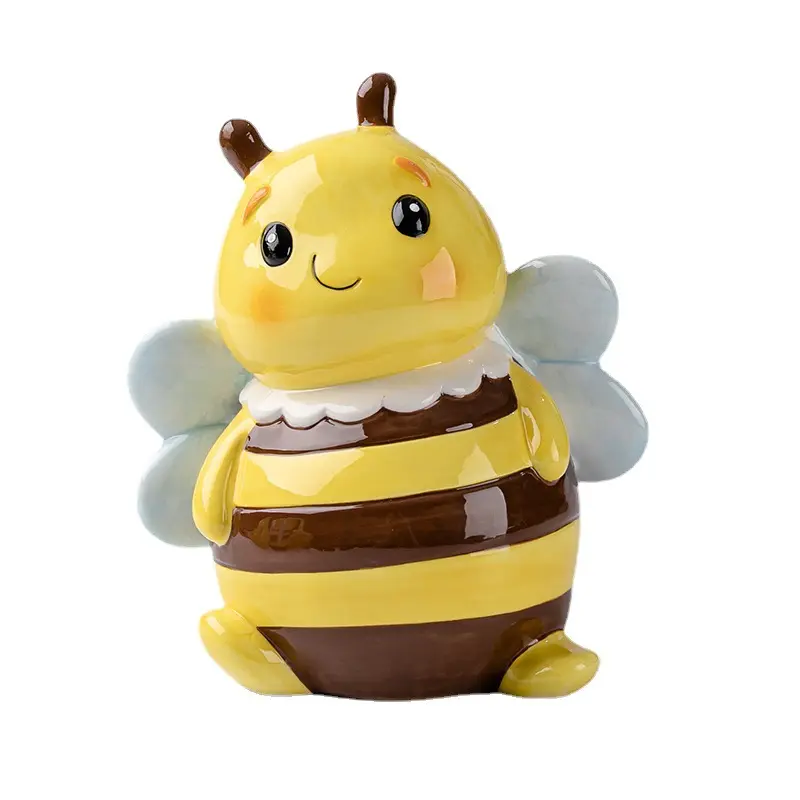 Hucha de cerámica con forma de abeja para niños, hucha de Color personalizada, regalo