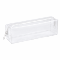 Pochette cosmétique rectangulaire transparente en PVC avec fermeture éclair, trousse de toilette étanche, organiseur de papeterie, étui à crayons pour le voyage