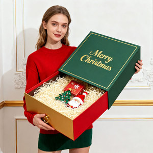 Hộp quà Giáng sinh cao cấp, kiểu ngăn kéo, làm bằng bìa cứng, sang trọng, dùng để đựng quà tặng ngày lễ - Product Image 1