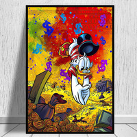 Peinture sur toile personnalisée de graffitis de rue, dessin animé abstrait imprimé, encadrée, art mural suspendu pour la décoration de la maison