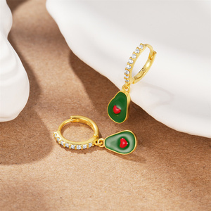 ROXI Boucles d'oreilles créoles pendantes en argent sterling 925, nouveauté été, avec pendentif avocat émaillé - Product Image 2