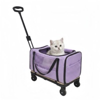 Sac de transport pliable 2 en 1 pour animaux de compagnie, chariot à roulettes télescopique en maille respirante pour chats et chiens, voyages en plein air