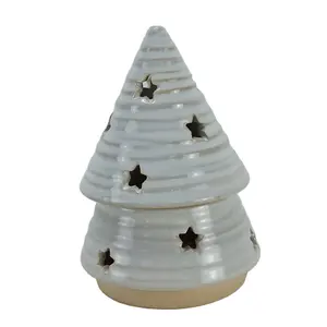 Kunden spezifisches einzigartiges Design Keramik konische Weihnachts stern verzierung mit LED-Licht Haushalts weihnachts geschenken