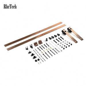 WEKIS M00002 - Juego de Herrajes para Puertas Corredizas de Estilo Rústico, Moderno, Comercial, con Acabado en Cobre Antiguo, para Interiores, Hazlo Tú Mismo - Product Image 4