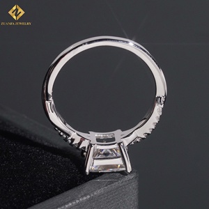 Wholesale 2CT VVS Princess Cut Moissanite Gold Plated Invisible Setting GRA Certified 925 Sterling Silver Rings - Product Image 3