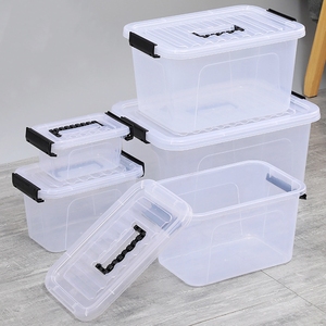 Plastic Storage Container Bin with Secure Lid and Latching Buckles Durable Stackable Nestable Organizing Tote Tub Box