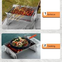 WINB Barbecue au charbon de bois pliable portable avec sac de transport, pour 1-2 personnes, mini barbecue en acier inoxydable pour le camping, la randonnée, le jardin, le pique-nique (8.2X5.5)