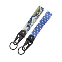 Porte-clés de voiture en textile avec boucle, cordon de suspension et décoration surf Kanagawa pour moto