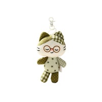 Porte-clés en peluche chat mignon Kawaii avec lunettes, breloque de sac personnalisée, pendentif en peluche pour sac à dos, cadeau
