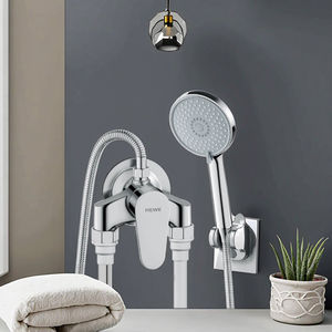 Robinet mitigeur d'eau chaude et froide en laiton poli deux en un <span class=keywords><strong>avec</strong></span> pommeau de <span class=keywords><strong>douche</strong></span> souple monté en surface pour la salle de bain - Product Image 6