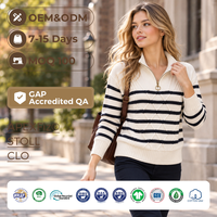 Pull tricoté décontracté respirant pour femme, à rayures torsadées, demi-zip, idéal pour l'hiver