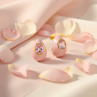 Anting-anting stud enamel warna-warni perak sterling 925 berlapis rhodium, motif bunga lucu untuk wanita dan perempuan, dijual.