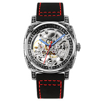 Montre mécanique rétro à cadran en relief avec boîtier ouvert et transparent pour un port décontracté au poignet pour homme