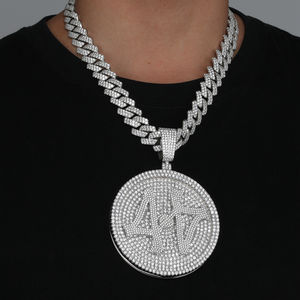 Liontin Bentuk Cakram Putar dengan Nama Kustom, Huruf Nama yang Dapat Diputar, Kalung Liontin Hip Hop, Perhiasan Rock - Product Image 5