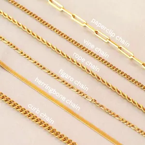 Qiuhan 18K Goud Gevuld/Stoeprand/Figaro Ketting Wijnstok Touw Paperclip Slang Ketting