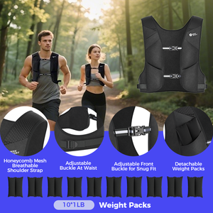 Gilet Zavorrato Professionale Regolabile per Allenamento Fitness, Corsa, Workout, Esercizi di Forza - con Sacchi di Sabbia - Product Image 4