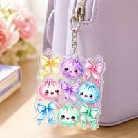 Porte-clés en acrylique personnalisé en gros, porte-clés Kawaii Bow Bao, breloque esthétique pastel, décoration de sac Coquette, cadeau personnalisé en vrac
