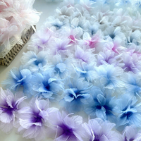 Ruban en tissu brodé en organza dégradé de 14 cm, en forme de cœur, avec fleurs 3D en dentelle, pour accessoires vestimentaires, décoration intérieure et projets DIY