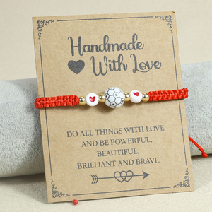 Pulsera Trenzada con Temática de Béisbol, con Cuentas <span class=keywords><strong>en</strong></span> Forma de Corazón, Ajustable, para Niñas y Niños Fanáticos del Deporte, Venta al Por Mayor - Product Image 2