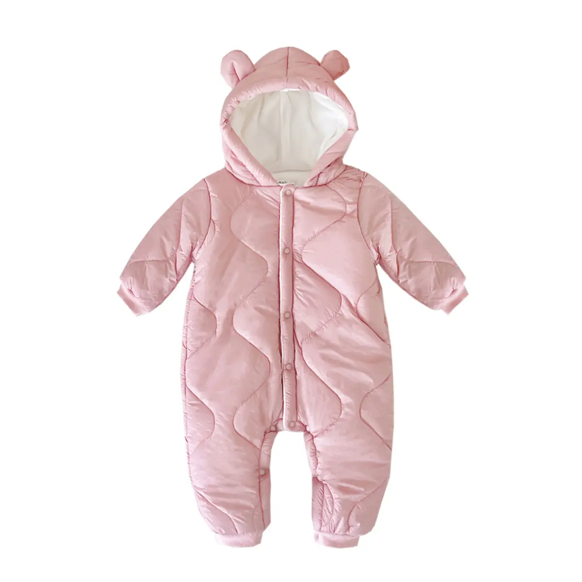 Romper bayi, pakaian hoodie bayi hangat bulu domba tebal musim gugur dan musim dingin