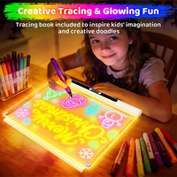 Tableau de dessin pour filles, projecteur de lecture, d'écriture et de dessin, tableau magique à LED lumineux, rechargeable, 16 pouces