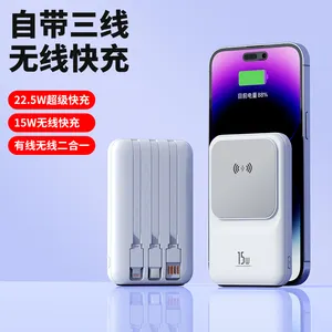 Pd22.5w được xây dựng trong nhanh sạc cáp Magnetic 15 Wát ngân hàng điện không dây 10000mAh ngân hàng điện với LED hiển thị