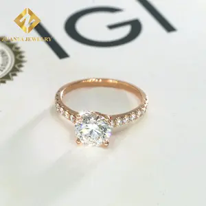 Certificado IGI, diamantes cultivados en laboratorio, 10K, oro rosa sólido, corte brillante, 1 quilate, Diamante de laboratorio, media banda, anillos de boda