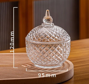 Boîte à bonbons en verre gravée avec couvercle en forme de pointe, pot à sucre, boîte de rangement pour clés et bijoux TG014 - Product Image 5