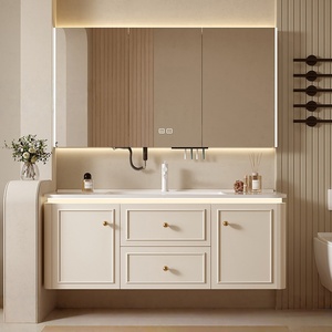 Modern Luxury Smart <b>Mirror</b> Wall-Mounted Bathroom <b>Vanity</b> Unit with Ceramic Basin Intelligent Storage & <b>Lighting</b> for Hospital Use - Product Image 3