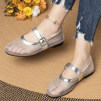 Nouvelles Ballerines Confortables en Maille pour Femmes et Filles, Style Mary Jane avec Bride Boucle, Chaussures Plates
