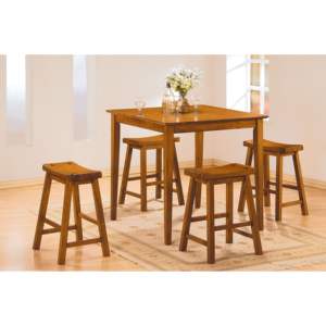 DB Home Furniture 18 pulgadas de altura de madera maciza acabado de roble Casual comedor asiento taburetes 2 piezas Set - Product Image 5