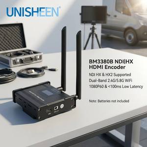 Unisheen ตัวเข้ารหัสวิดีโอ BM3380B-CU3-H-P-N 1080P60 H.265กิกะบิต HX2 <span class=keywords><strong>ndi</strong></span> Wifi HDMI พร้อมฐานแบตเตอรี่สำหรับ YouTube Live - Product Image 1