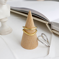 2025 à la mode femmes plaqué or bande ouverte anneau bijoux fins 925 argent géométrique Double ligne réglable anneau bijoux pour femmes