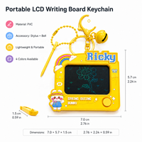 Porte-clés Tablette d'écriture LCD effaçable avec dessin animé d'animal mignon, pendentif mémo, breloque pour sac ou voiture, cadeau pour enfants