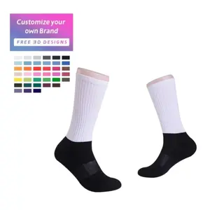 Adult Blank Color Cotton Bottom Dry Fitting Cotton Comfortable Athletic Silky Sublimation Print Socks