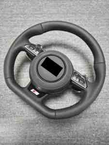 Ensamblaje de Campaña de Volante con Base Plana de Cuero Totalmente Perforado para <span class=keywords><strong>Audi</strong></span> A3 A4 A5 A6 A7 Q3 Q5 Q7 - Product Image 2