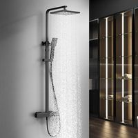 Système de douche avec thermostat, ensemble de mitigeur de douche pluie en acier inoxydable 304, robinet thermostatique de baignoire en cuivre pour salle de bain