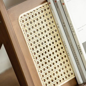 Minimalist Coffee <b>Table</b> With Glass Top And Rattan Shelf For Living Room Or Bedroom Use - Product Image 4