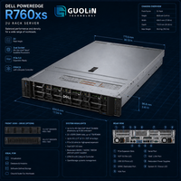 새로운 정품 Dell PowerEdge R760xs 2U 듀얼 소켓 랙 서버 4세대 Xeon 스케일러블 DDR5 엔터프라이즈 서버 배송 준비 완료