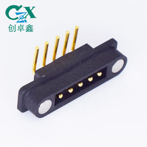 CZX Magnet adapter Gold platte Batterie 90 Grad rechtwinklige Biegung feder belasteter Pogo Pin 5-poliger Magnetst ecker - Product Image 2